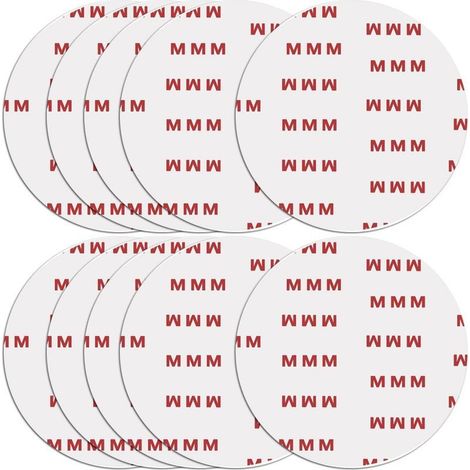 Lot de 10 pastilles adhésives circulaires double face de 70 mm Adhésif de rechange puissant pour support de montage de voiture pare brise caméra GPS verrouillage à ventouse crochet de tableau de bord (1/5)