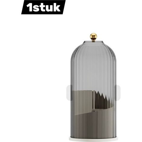 Boîte de rangement rotative avec couvercle anti poussière et porte brosses à dents pour pinceaux de maquillage et accessoires couleur blanc cassé (1/4)