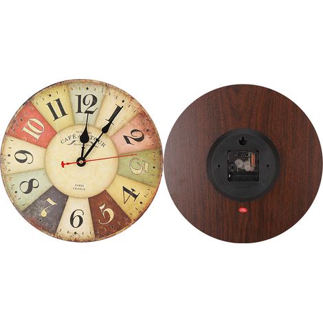 Horloge murale décorative 12" style rétro coloré, silencieuse, à quartz (1) (1/5)