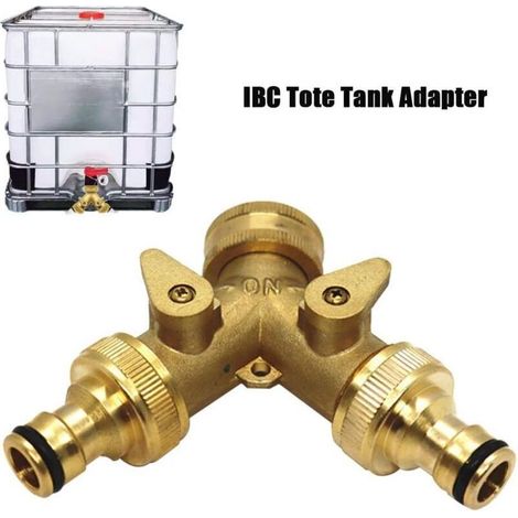 Distributeur eau Y 3/4'' laiton - Division flux eau - Maison/réservoir IBC - 2 voies, robinet sortie - Plombiers et propriétaires (1/4)