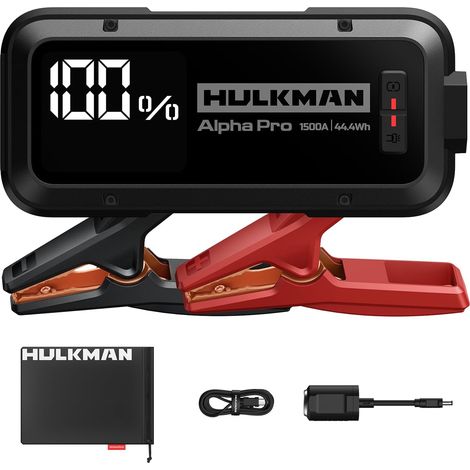 Noir Mat. Démarreur 1500A 44,4Wh, écran LED 3,3". Pack Batterie PD65W in/Out. Démarreur 12V Portable, pour 7,5L Essence / 4,5L Diesel (1/5)