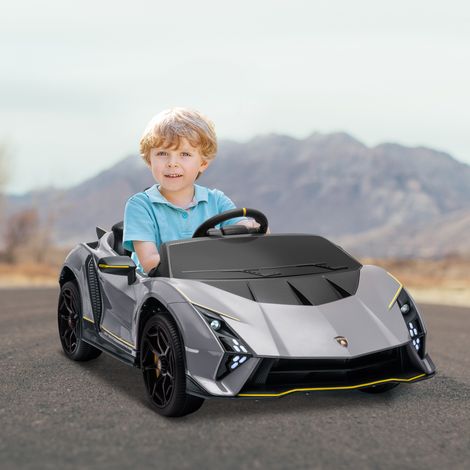 Coche Eléctrico para Niños Lamborghini Autentica con Batería 12V Mando a Distancia Faros Bocina Arranque Suave y Música MP3 Gris (1/5)