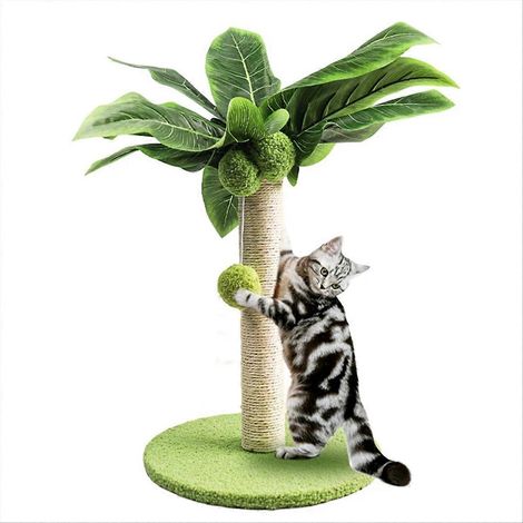 Griffoir pour Chaton Feuilles Vertes Adorables, Poteau à Griffer pour Chat avec Jouet, Modèle S, Lot de 1, Idéal pour Chatons et Chats Adultes (1/5)