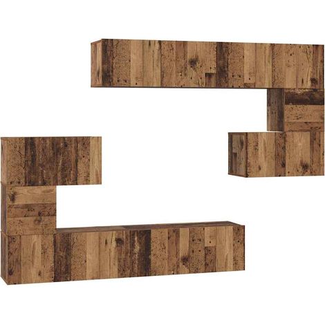 Ensemble meuble TV 8 pcs，Banc TV，Armoire TV Bois ancien 80 x 30 x 30 cm CFW600719 (1/5)