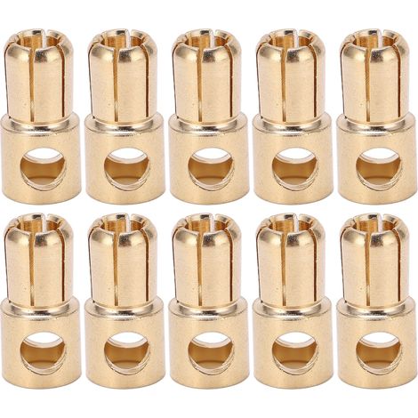 Lot de 10 fiches banane mâles 6mm dorées pour connecteur adaptateur batterie RC ESC moteur (1/5)