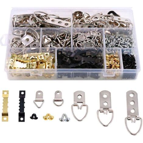 royaluxe-415 Pcs Kit de Support pour Photo Cadre Attache Cadre Crochets de Suspension Photo Crochet Miroir à Suspendre Assortis Accroche Tableau Mur