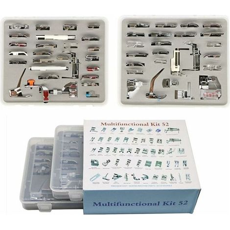 Set of 52 professional presser feet and plastic storage box for low-shank sewing machines from Brother, Singer, Janome, Babylock, Toyota, New Home and Kenmore (1/5)
