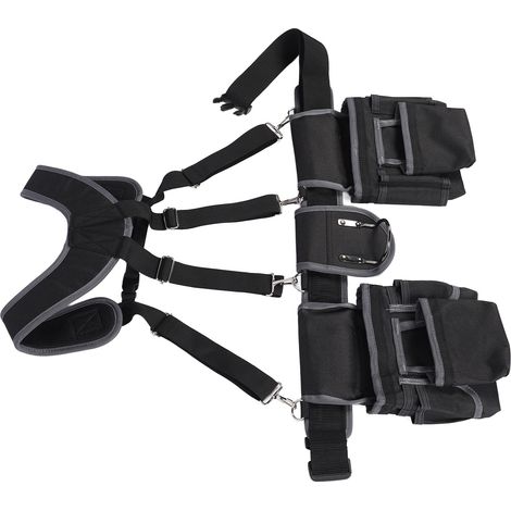 Ceinture porte-outils d'électricien à 12 poches, en nylon polyester 1680D avec sangle, idéale pour les charpentiers, les électriciens et les couvreurs. (1/5)