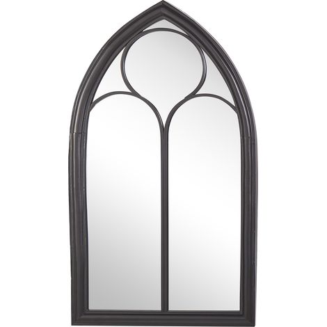 Espejo de pared de metal negro 62 x 113 cm efecto envejecido forma de ventana vintage Trelly