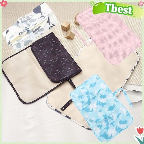 Tbest matelas à langer pour bébé Matelas à langer imperméable et pliable, Portable, en Nylon, pour bébé, Arc-en-ciel (1/5)