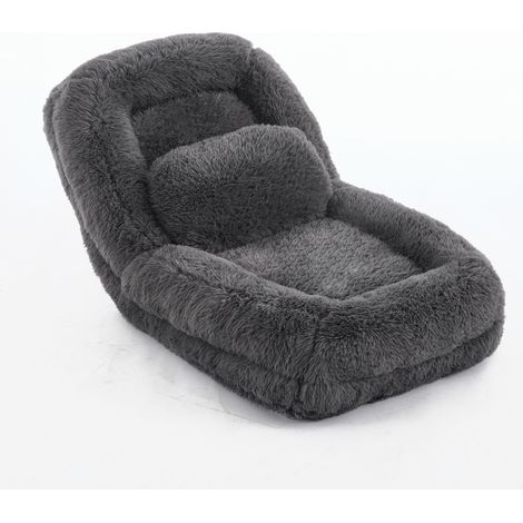 Fauteuil poire réglable 5 positions en tissu pelucheux gris foncé pour gaming et détente (1/5)