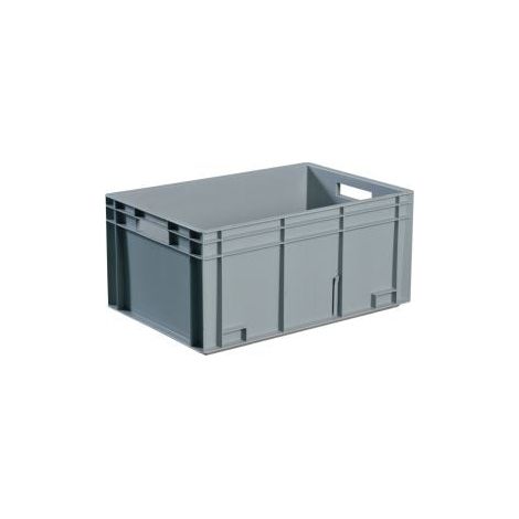 Contenedor de transporte L600xB400xH170mm gris PP asas pasantes paredes laterales cerradas TECWERK
