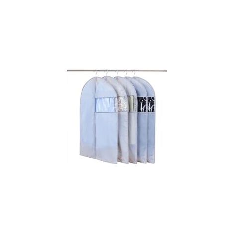 Set di 5 custodie porta abiti trasparenti con finestra, visibili, antipolvere, impermeabili, antitarme, resistenti all'umidità, 60 x 100 cm, grigie - Crezuo