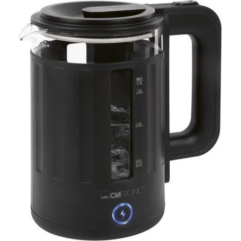 Bouilloire en verre noir 1,7L Clatronic WK3837G-Noir