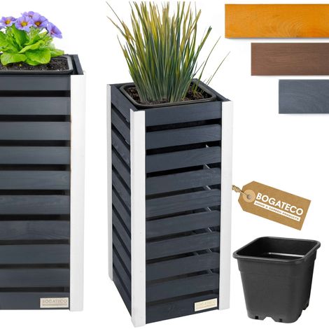 Jardinière Bois Bogateco 82x36x36 cm avec Bac Anthracite (1/5)