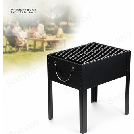 Barbecue portable A827 noir 34x25cm grille inox facile Ă monter et Ă nettoyer pour pique-nique en famille (1/5)
