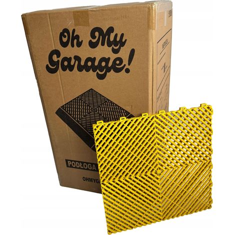 Dalles de sol modulaires puzzle 40x40 pour garage, atelier et finition automobile (jaune) (1/5)