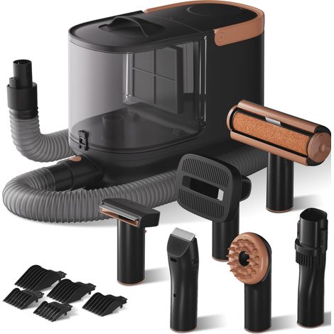 Fudajo – Tondeuse-aspirateur pour chien avec aspirateur intégré – 6 outils de toilettage – Boîte à poussière 2,5 L – Dimensions 323 x 168 x 264 mm