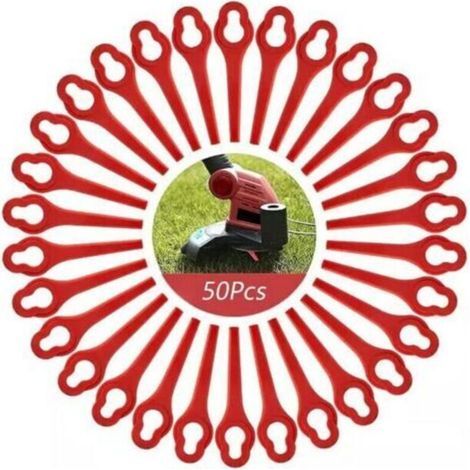 Lot de 50 Lames compatible pour Ferrex Aldi Far 20-i Coupe Bordure, lames de rechange pour Coupe Bordure sans fil Ferrex L95(13×8mm-rouge) (1/5)