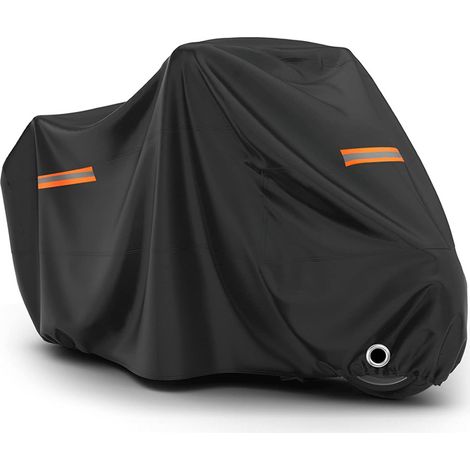 Bâche de moto 210D Oxford 220×95×110 cm – couverture imperméable avec bandes réfléchissantes orange – design antivol
