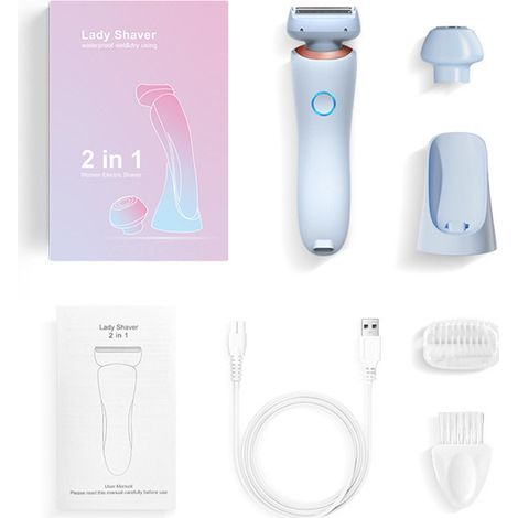 Rasoir Électrique Femme Rechargeable 2 en 1, Têtes Flottantes 3D Lames Inox, Rasage Humide Sec Indolore Corps Visage Bikini, USB (1/5)