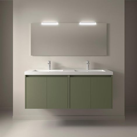 Badezimmermöbel NOJA 1400 4 Türen GREEN SATIN + Waschtisch + Spiegel (1/2)