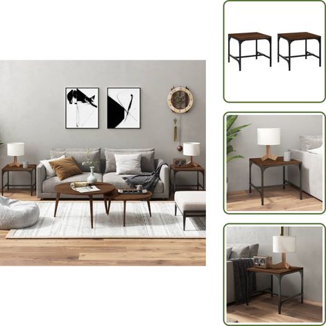 Tables d'appoint 2 pcs Chêne marron 40x40x35 cm Bois ingénierie - Table Basse - Meuble Industriel - Table D'appoint - Design Moderne - Bois D'ingénierie (1/5)