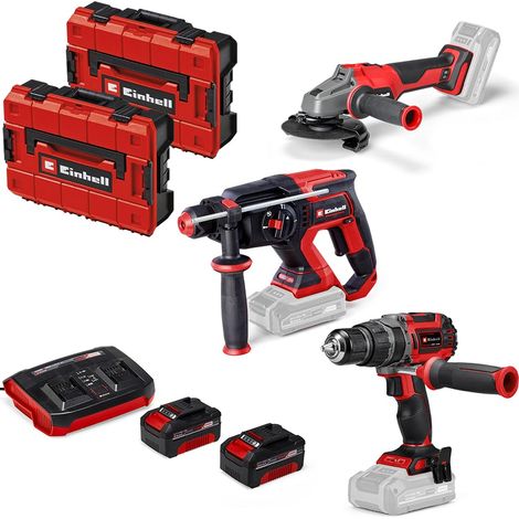 Pack 3 machines sans fil BL - Power X-Change (Meuleuse d'angle, Marteau perforateur, Perceuse-visseuse percussion) + Twincharger et 2 Batteries 4,0Ah + 2 Coffrets rangement E-Case (1/5)