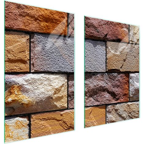 Plaque de protection en verre pour la cuisine, brique 65x52 (1/5)