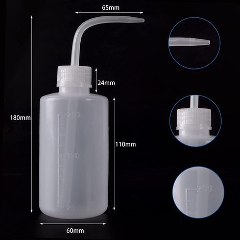 Set of 3 Clear Plastic Watering Cans 250ml Curved Spout for Indoor Plants and Laboratory (1/5)