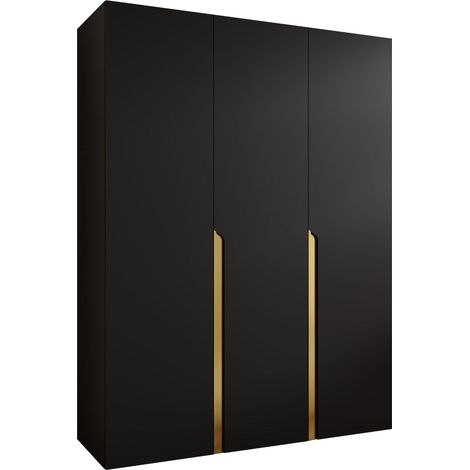 Armario Hartford 580, Negro, 202x150x52cm, Puertas de armario: Con bisagras, Número de estantes: 0 (1/5)