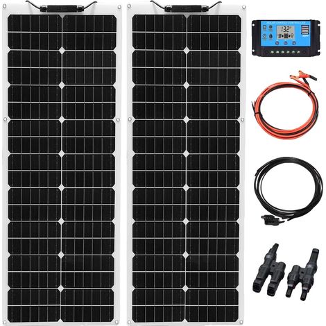 Panneau Solaire, Portable, Haute Efficacité, Kit solaire 12V 100W (1/2)