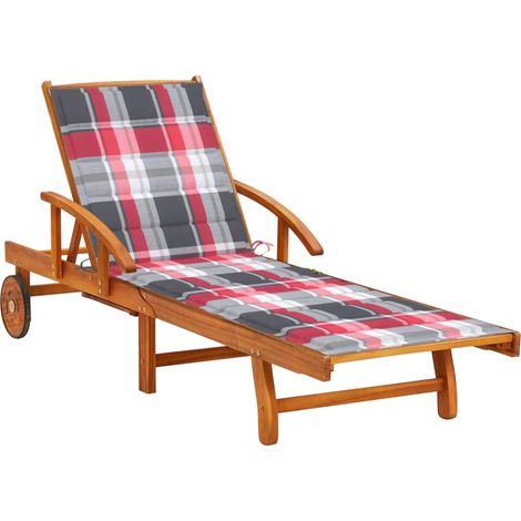 Chaise longue de jardin avec coussin Bois d'acacia solide