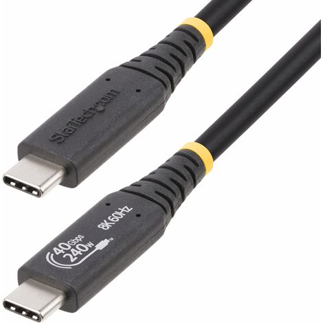 StarTech.com Câble USB4 de 50cm, Câble USB-C Certifié USB-IF, 40Gbps, Power Delivery 240W PD 3.1 EPR, 8K 60Hz, Cordon de Transfert de Données USB Type-C, Compatible avec les Ports Thunderbolt/USB 3.2 (1/3)