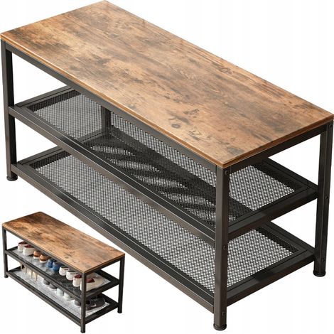 Regal Schuhschrank mit Sitzfläche großes Regal im Industrial-Loft-Retro-Stil 73 cm (1/5)