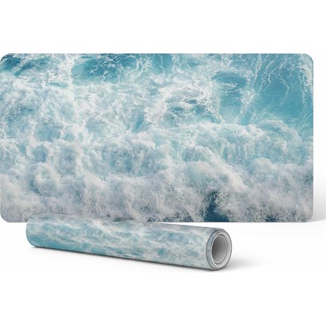 Protector de port谩til de dise帽o con estampado de olas marinas en movimiento, 90x45 cm. (1/5)