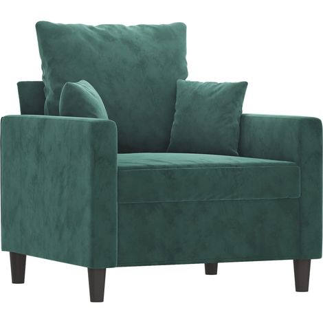 Fauteuil de Salon，Chaise，Fauteuil Vert foncé 60 cm Velours CFW786706 (1/5)