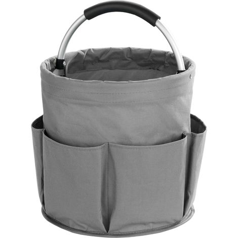 Caddy de nettoyage E2X anthracite, pliable, en polyester 600D, Ø28 x H26,5 cm, pour maison et jardin. (1/5)