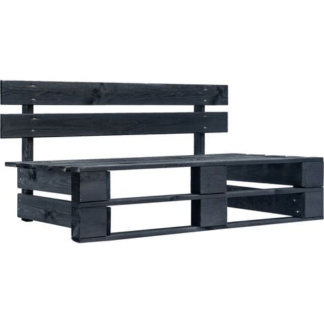vidaXL Banc palette de jardin Bois Noir (1/5)