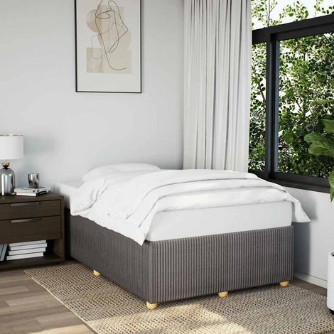 Cadre de lit 120 x 200 cm avec sommier Ă lattes en tissu taupe, sans matelas, 46.7kg - PANGIVO (1/5)