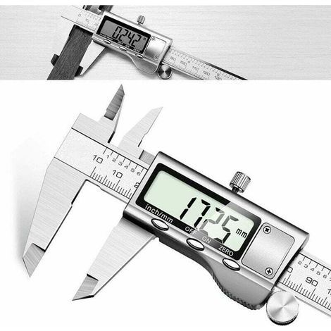 Calibrador digital - Calibrador digital profesional de 150 mm para mediciones precisas y rápidas, fácil lectura, micrómetro vernier de acero inoxidable con pantalla LCD. (1/4)
