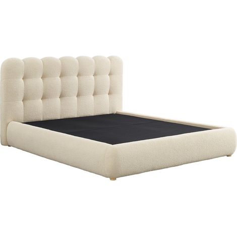 Lit coffre en tissu bouclette beige 180x200 cm biscuit (1/5)