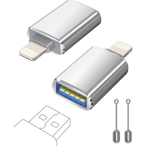 Adaptateur Lightning vers USB, Câble Lightning Mâle vers USB Femelle pour iPhone 14 13 12 11 Pro Max, Adaptateur OTG iPhone pour avec Clé USB, Souris, Clavier, Concentrateur, Appareil Photo (1/5)