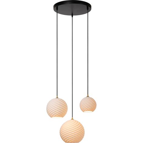 Suspension porcelaine blanche 3xE27 - Lucide - Bina (1/5)