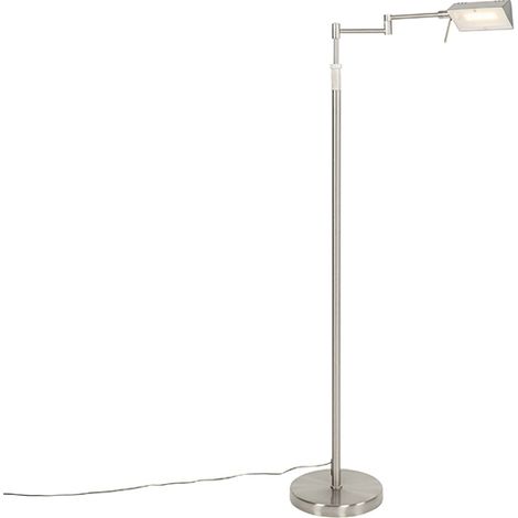 QAZQA notia - LED Dimmable Lampadaire variateur inclus - 1 lumière - H 146 cm - Acier - Moderne - éclairage intérieur - Salon I Chambre I Cuisine I Salle à manger