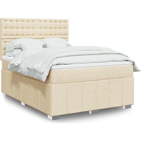 Boxspringbett mit Matratze Creme 140x190 cm Stoff