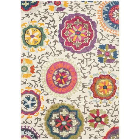 [NEUWERTIG] B-Ware Safavieh Teppich Läufer Boho Monaco Polypropylen Elfenbein Multi 120 X 180 Cm