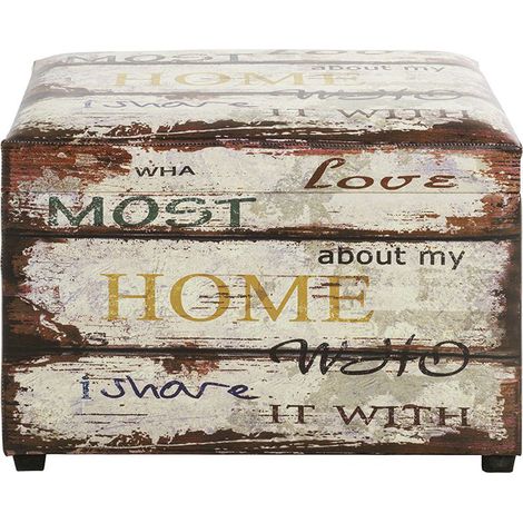 Coffre de rangement en bois multicolore et simili-cuir coloris vintage -longueur 58 x profondeur 39 x hauteur 42 cm (1/5)