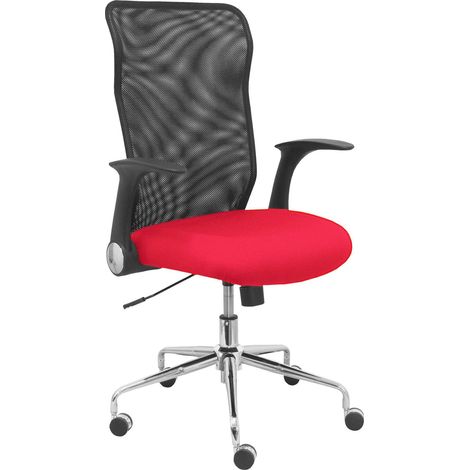 Silla Minaya respaldo malla negro asiento bali rojo