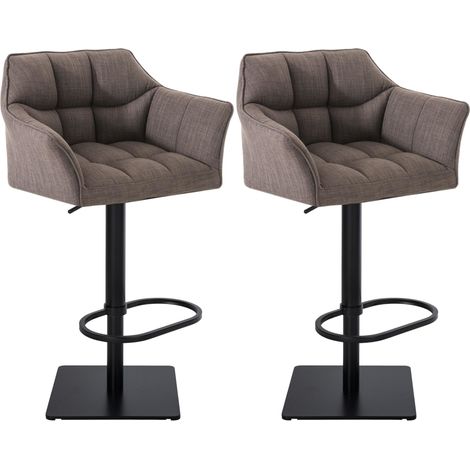 Set di 2 sgabelli da bar regolabili in tessuto grigio con seduta imbottita e avvolgente e base quadrata in metallo nero 100006705